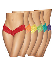 6 Pc Low Rise Neon Pride Panty Pack Assorted Colors - Spicy and Sexy