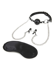 Lux Fetish Breathable Ball Gag With Adjustable Pressure Nipple Clamps - Spicy and Sexy