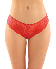 Poppy Crotchless Floral Lace Panty - Spicy and Sexy