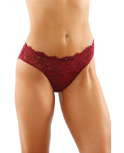 Bottoms Up Ivy Eyelash Lace Panty With Criss Cross Back & Bow Trims - Spicy and Sexy