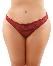 Bottoms Up Ivy Eyelash Lace Panty With Criss Cross Back & Bow Trims (Plus Size) - Spicy and Sexy