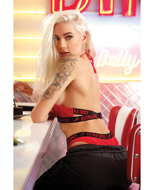 Vibes Extra Spicy Halter Bralette & Cheeky Panty Chili Red