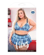 Vibes No Fucks Given Box Pleat Skirt Monday Blue (Plus Size) - Spicy and Sexy