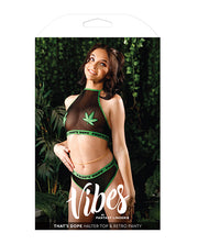 Vibes That's Dope Halter Top & Retro Panty Black (Plus Size) - Spicy and Sexy