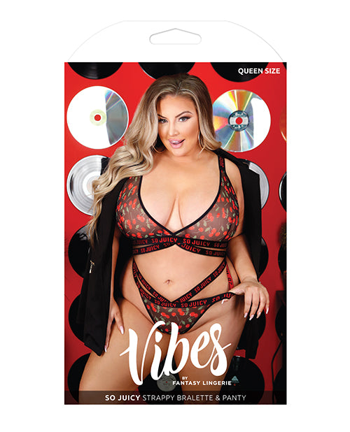 Vibes So Juicy Strappy Bralette & Panty Black (Plus Size) - Spicy and Sexy