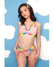 Vibes Make It Rain Caged Bralette & Panty With Booty Rainbow - Spicy and Sexy