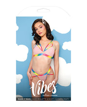 Vibes Make It Rain Caged Bralette & Panty With Booty Rainbow - Spicy and Sexy