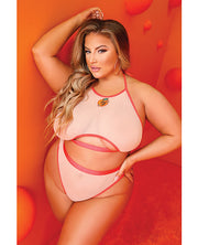 Just Peachy Cut Out Halter Top & Cheeky Panty Nude (Plus Size) - Spicy and Sexy