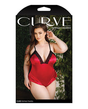 Curve Cleo Skirted Teddy With Snap Crotch Red (Plus Size) - Spicy and Sexy