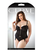 Curve Sloan Cropped Bustier Top & Panty Black (Plus Size) - Spicy and Sexy