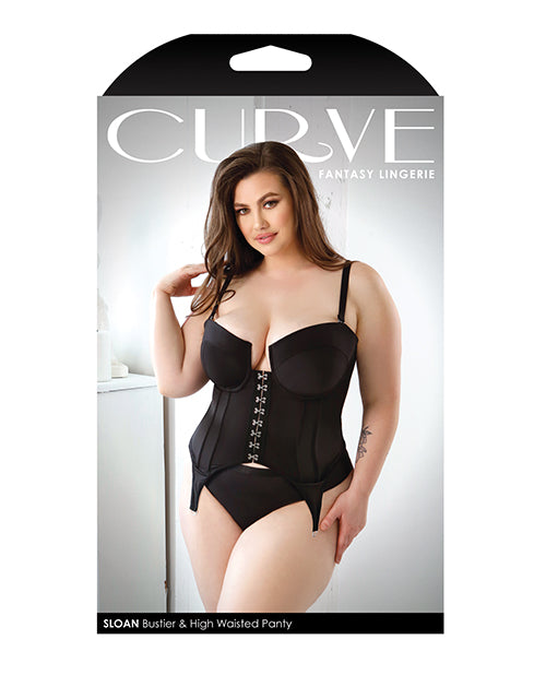 Curve Sloan Cropped Bustier Top & Panty Black (Plus Size) - Spicy and Sexy
