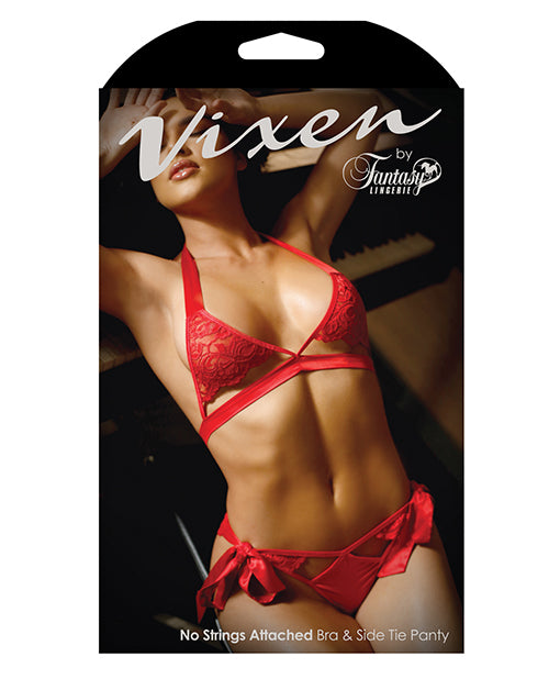 Vixen Cutout Lace Bra & Side Tie Panty - Spicy and Sexy