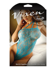 Vixen One Shoulder Stretch Lace Teddy Blue - Spicy and Sexy
