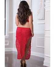 Shoulder Baring Laced Night Dress Red (Plus Size) - Spicy and Sexy