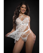 Lace Halter Babydoll With High Waist Strappy Panty - Spicy and Sexy