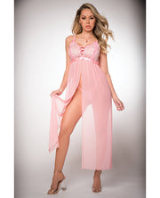 Pinklicious Empire Waist, Lace & Sheer Dress & Panty Baby Pink - Spicy and Sexy