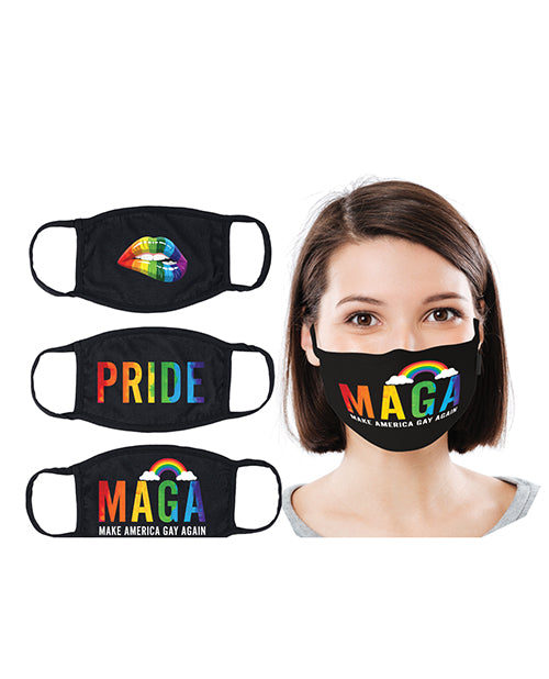 Hott Products Mask-erade Masks - Pride-gay Again- Rainbow Kiss Pack Of 3 - Spicy and Sexy