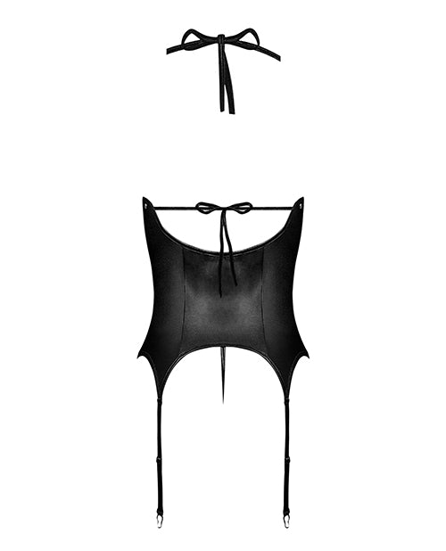 Lust Madame Corset With Metal Garters & G-String Black