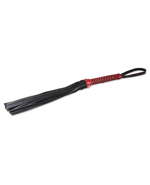 Sultra 16" Lambskin Flogger Classic Weave Grip - Black W-red Woven Handle - Spicy and Sexy