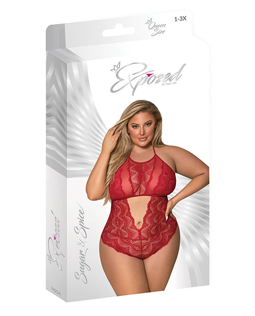 Sugar & Spice Teddy With Snap Crotch Red (Plus Size) - Spicy and Sexy