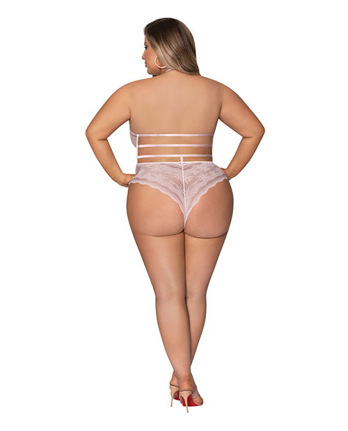 Seabreeze Strappy Back Teddy With Snap Crotch Blush (Plus Size 2X) - Spicy and Sexy