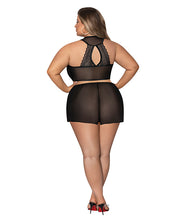 Modern Romance Tie Front Halter & Tap Pant Black (Plus Size) - Spicy and Sexy