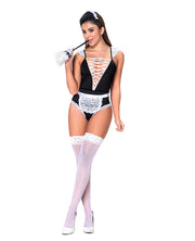 3 Pc French Maid Bodysuit, Apron & Head Piece Black/White (Plus Size) - Spicy and Sexy