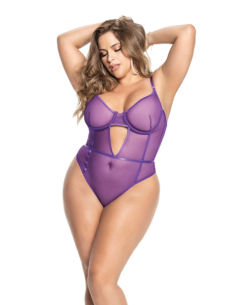 Underwire Sheer Mesh Teddy With Adjustable Straps & Crotch Closure Orchid - Spicy and Sexy