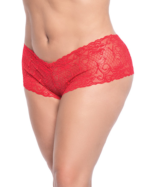 Lace Boyshort Red (Plus Size) - Spicy and Sexy