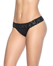 Lace Trim Thong Black - Spicy and Sexy