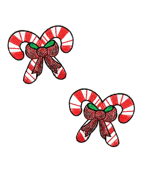 Neva Nude Sequin Candy Cane Pasties - Red-white O-s - Spicy and Sexy