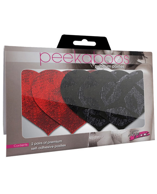 Stolen Kisses Hearts - Red & Black Pack Of 2 - Spicy and Sexy
