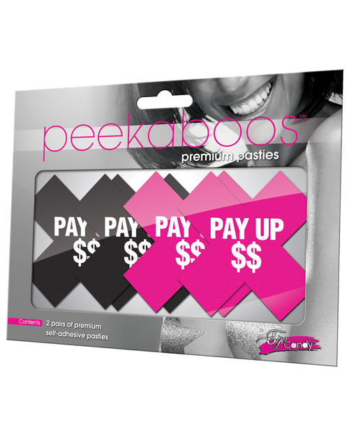 Peekaboos Pay Up Pasties - 2 Pairs 1 Black-1 Pink - Spicy and Sexy