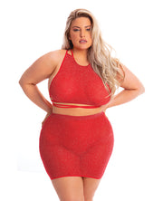 Pink Lipstick Midnight Sun Skirt Set Red (Plus Size) - Spicy and Sexy