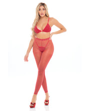 Pink Lipstick Tall Order Bra Top & Leggings - Spicy and Sexy