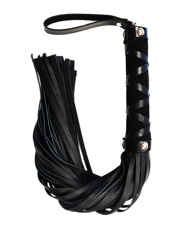Rouge Short Leather Flogger W-studs - Black - Spicy and Sexy