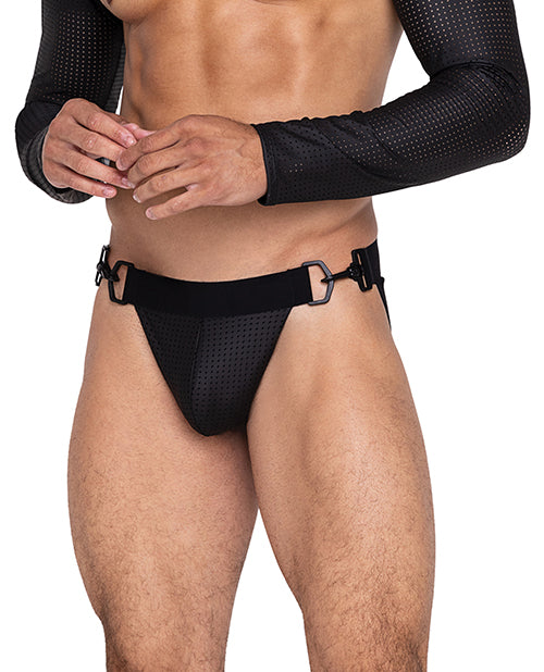 Master Jockstrap With Hook & Ring Closure & Contoured Pouch Black