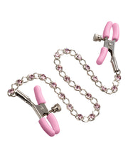 Nipple Play Crystal Chain Nipple Clamps - Pink - Spicy and Sexy