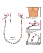 Nipple Play Crystal Chain Nipple Clamps - Pink - Spicy and Sexy