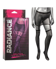 Radiance One Piece Garter Skirt With Thigh Highs - Black