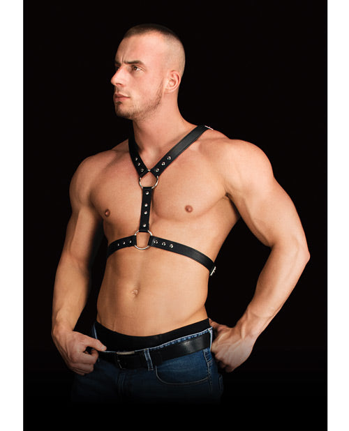 Shots Ouch Thanos Chest Centerpiece Body Harness - Black - Spicy and Sexy