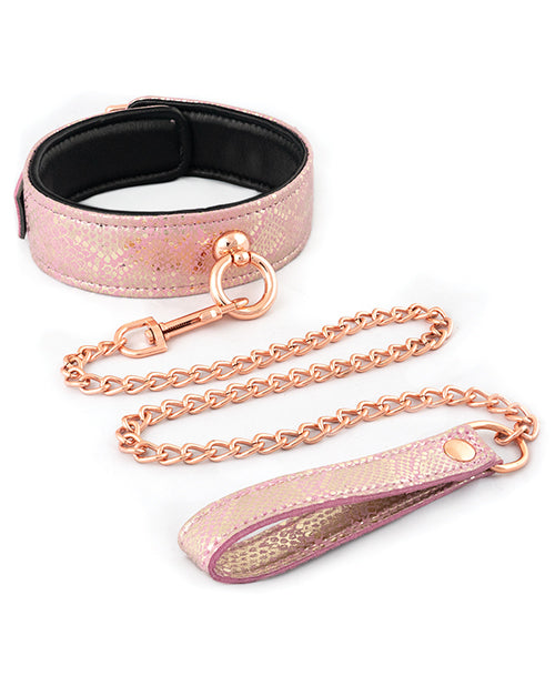 Spartacus Micro Fiber Collar & Leash W-leather Lining - Pink - Spicy and Sexy