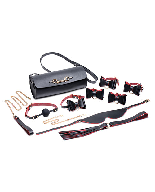 Master Series Bondage To Go Black & Red Bow Bondage Set With Carry Case - Spicy and Sexy