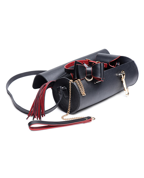 Master Series Bondage To Go Black & Red Bow Bondage Set With Carry Case - Spicy and Sexy