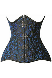Top Drawer CURVY Blue Brocade Double Steel Boned Under Bust Corset - Spicy and Sexy