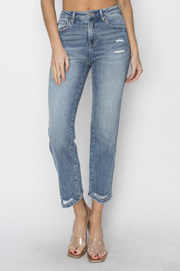 RISEN Full Size High Waist Distressed Cropped Jeans - Spicy and Sexy