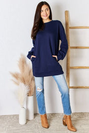 Zenana Oversized Round Neck Long Sleeve Sweatshirt
