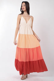 VERY J Color Block Tiered Maxi Cami Dress