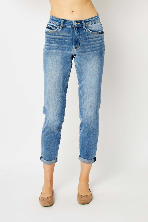 Judy Blue Full Size Cuffed Hem Slim Jeans - Spicy and Sexy