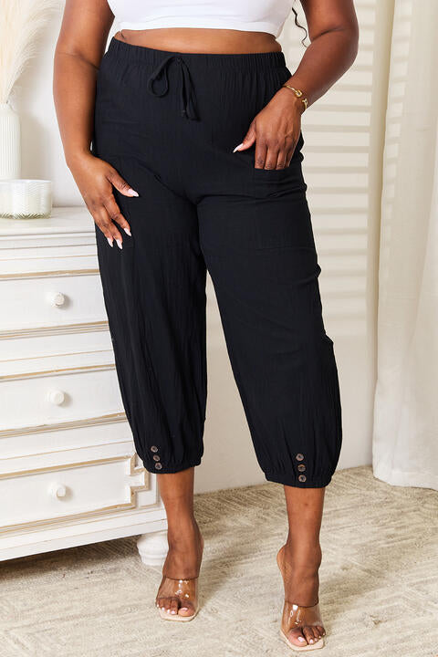 Double Take Decorative Button Cropped Pants - Spicy and Sexy